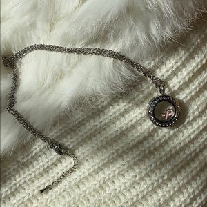 SouthHill pink ribbon silver Swarovski necklace